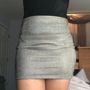 silver glittery skirt